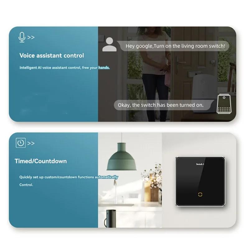 A29F-Glass Touch Switch Tuya Smart Home Wifi Display Light Switch For Google Alexa Three-Way Control