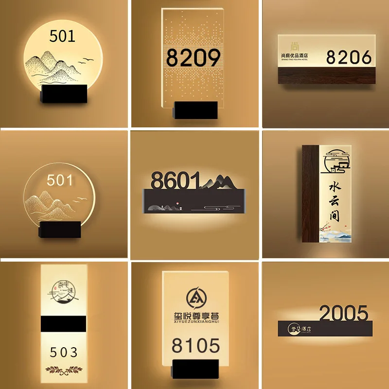 Customized Hotel Room Door Bell System With DND Electronic Doorplate apartment numbers led door sign hotel door number plates