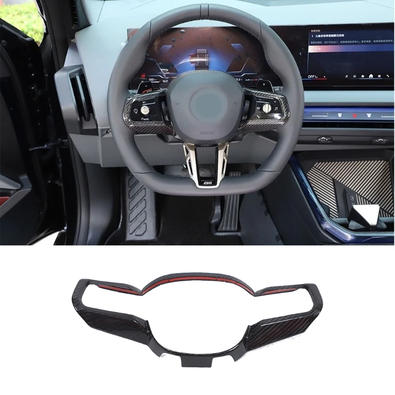 

For BMW 5 Series G60 2024-2025 Real Carbon Fiber Car Steering Wheel Button Cover Trim Interior Car Interior Accessories