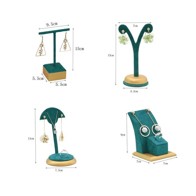 Vintage Green Fabric Jewelry Organizer Counter window Necklace Pendant Display Mannequin Earrings Rings Bracelet Holder Prop