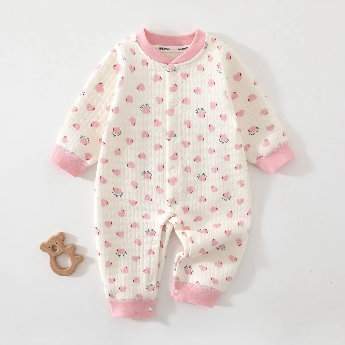 Soft Quilted Baby Romper Long Sleeve Lightweight Padded Onesie Cute Print Warm Infant Jumpsuit Unisex 6M-3T for Autumn Winter