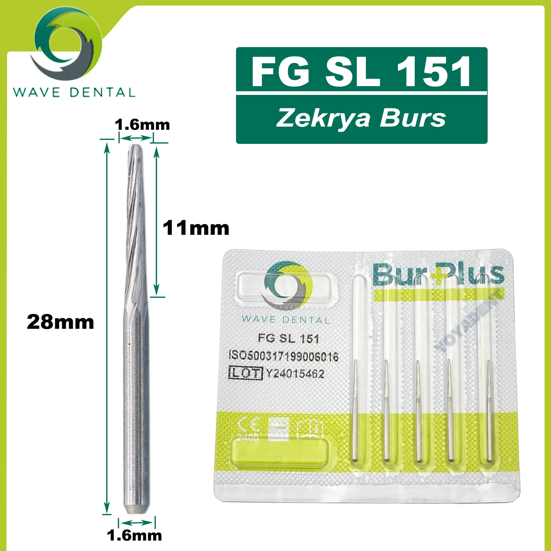 PRIMA WAVE Dental Tungsten Carbide Burs Endo-Z/zekrya Burs Dental Extraction Bur FG 1.6mm For High Speed Handpiece 5Pcs/Pack