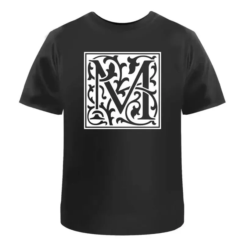 Decorative Letter M' Cotton T Shirt Ta031314