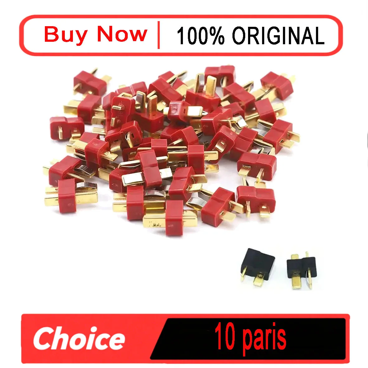 20Pcs T Plug Male Female Set, Deans Style Gold-Plated Connectors 120A Max for RC LiPo Battery Airplane Car Boat DIY Parts