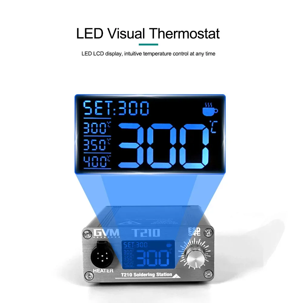 T210 Digital Display Soldering Station, Adjustable Temperature, 2S Melting Tin for Mobile Phone Repair Welding with C210 Tip