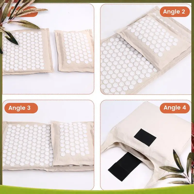 A08P-Acupressure Mat And Pillow Set For Neck,Foot,And Back Pain Relief -Yoga Mat With Pressure Points For Deep Tissue Massage