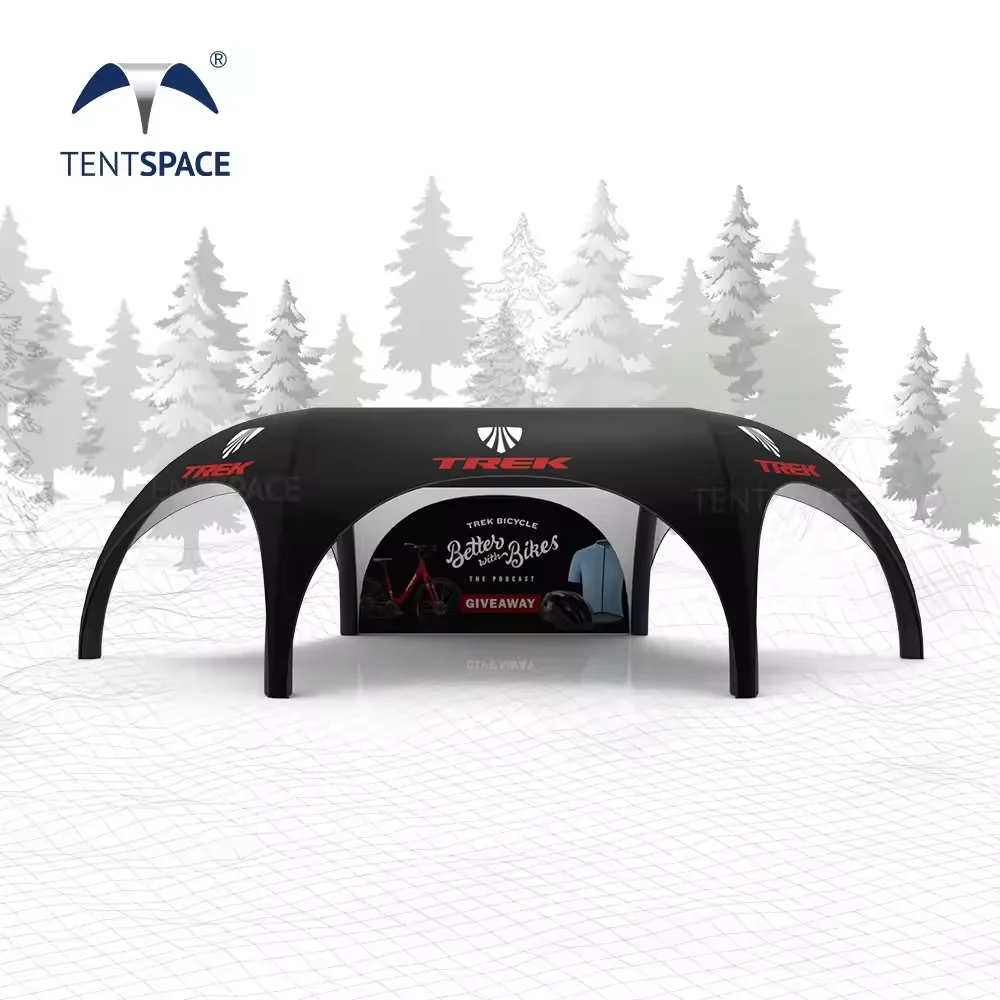 New Design Hexagonal 7X12m Inflated Event Tent For Rally Sport Easy Set Up Black Tent For Outdoor Wedding Party