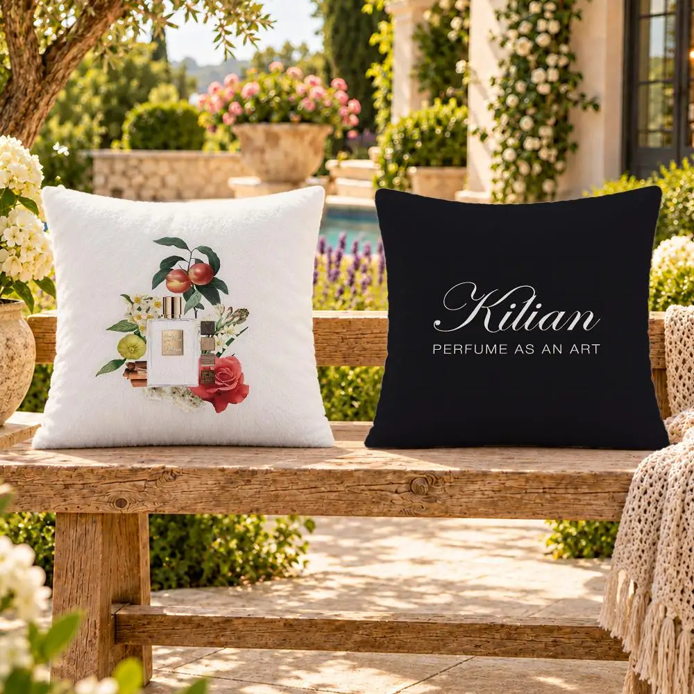 Brand Fragrance Kilian Cushion Cover Soft Plush Throw Pillow Cover Washable Sofa Bed Patio Chair Home Decor
