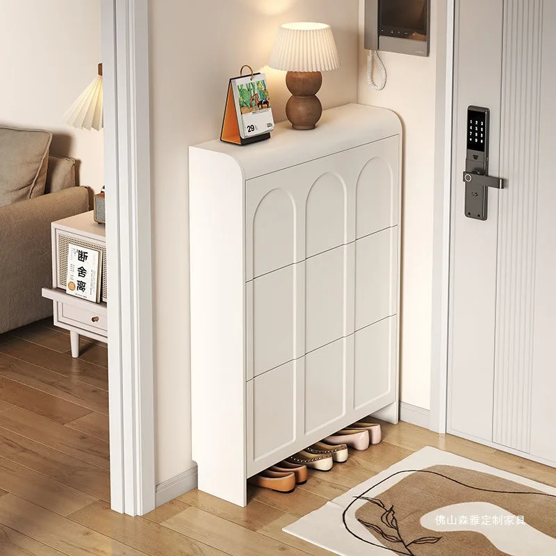 خزائن أحذية على الطراز الكريمي، خزائن أحذية متكاملة موفرة للمساحة، أثاث منزلي أنيق، La Combinaison YSXG #3