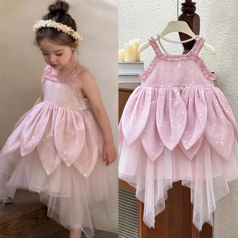 할로윈 어린이 팅커벨 핑크 코스프레 의상 유아 소녀 화려한 요정 꽃 엘프 아이 생일 공주 티아나 드레스업