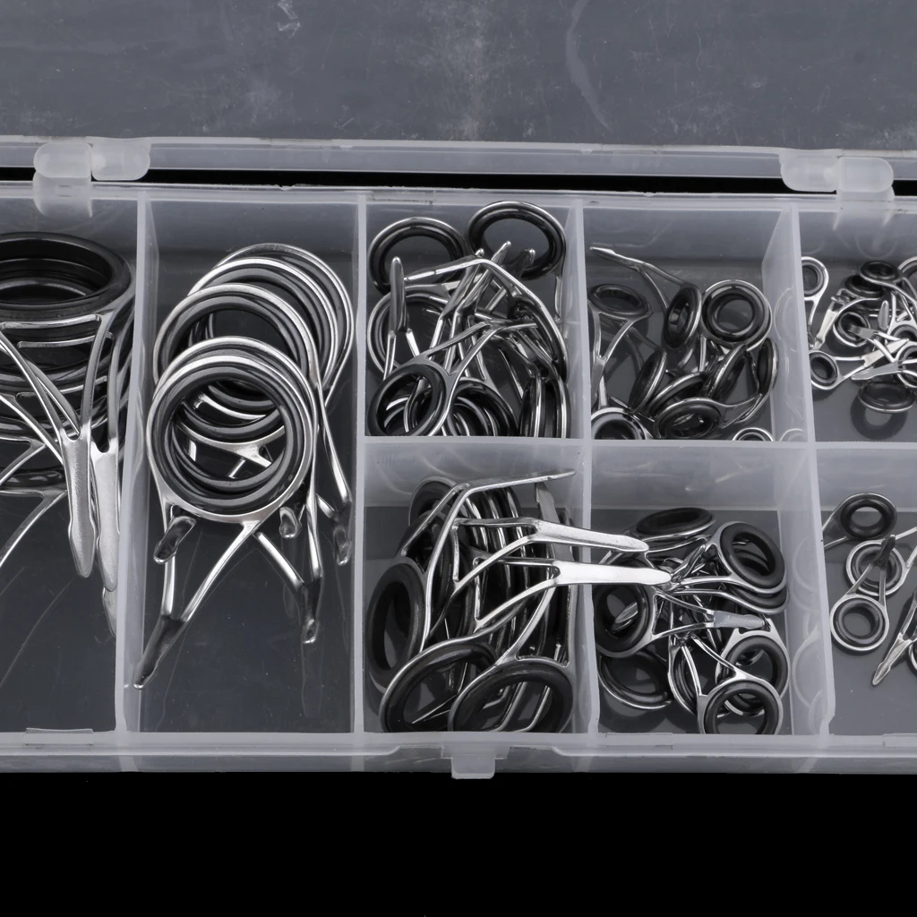 70 Piece Fishing Rod Guides Rod Repair Kit Building DIY Rod Tip Dark Rings image 6
