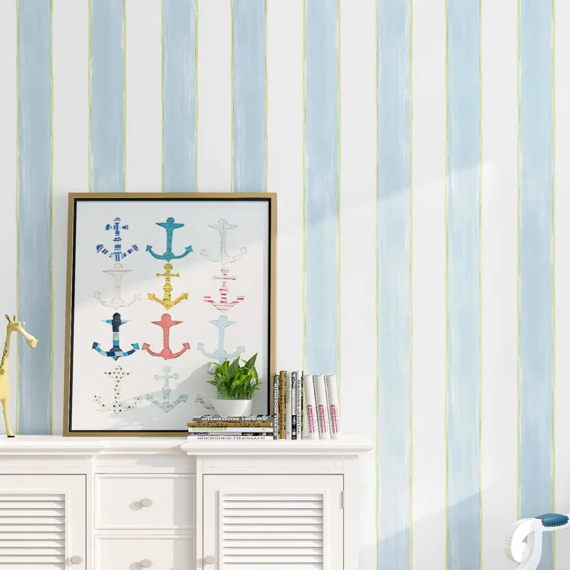 Children's Wallpaper Bedroom Girl Boy Room Nordic Style Girl Princess Pink Cartoon Vertical Stripes Wallpaper Papel De Parede