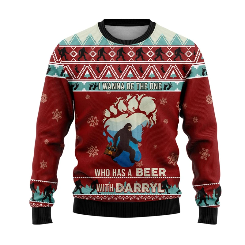 Fashion Beer Ugly Christmas Sweater For Men Clothing Hip Hop Bar Party Women Sweatshirts Casual Male Pullovers Beers Tracksuit