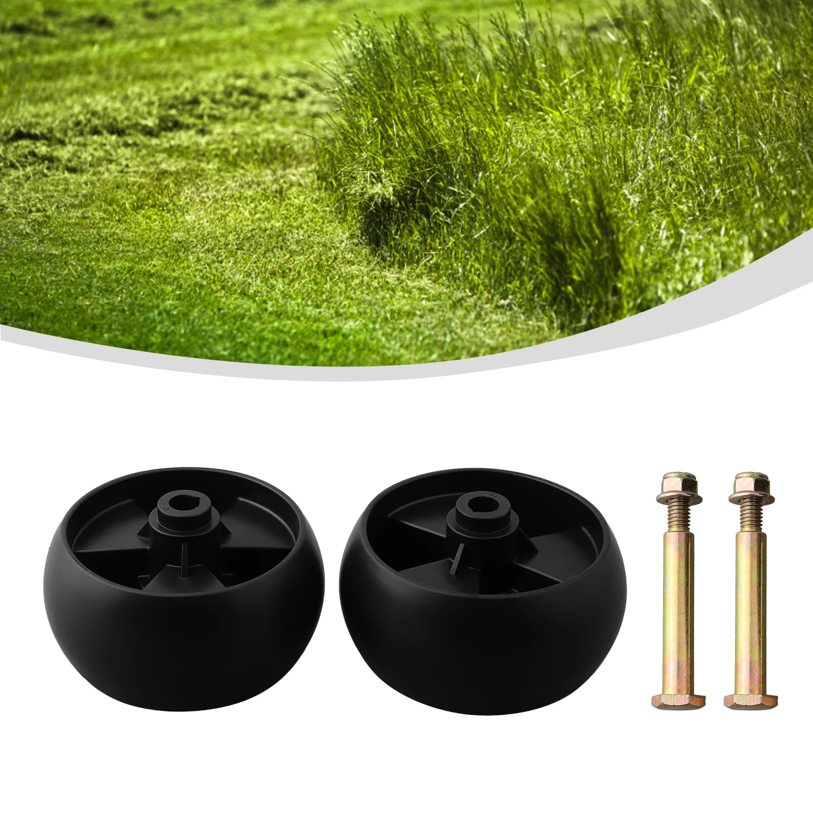 2PCS 5inches Deck Wheels&Axle Bolts Kit For Hustler For Murray For Toro Ride On Mowers Garden Power Tool Spare Replacement Black