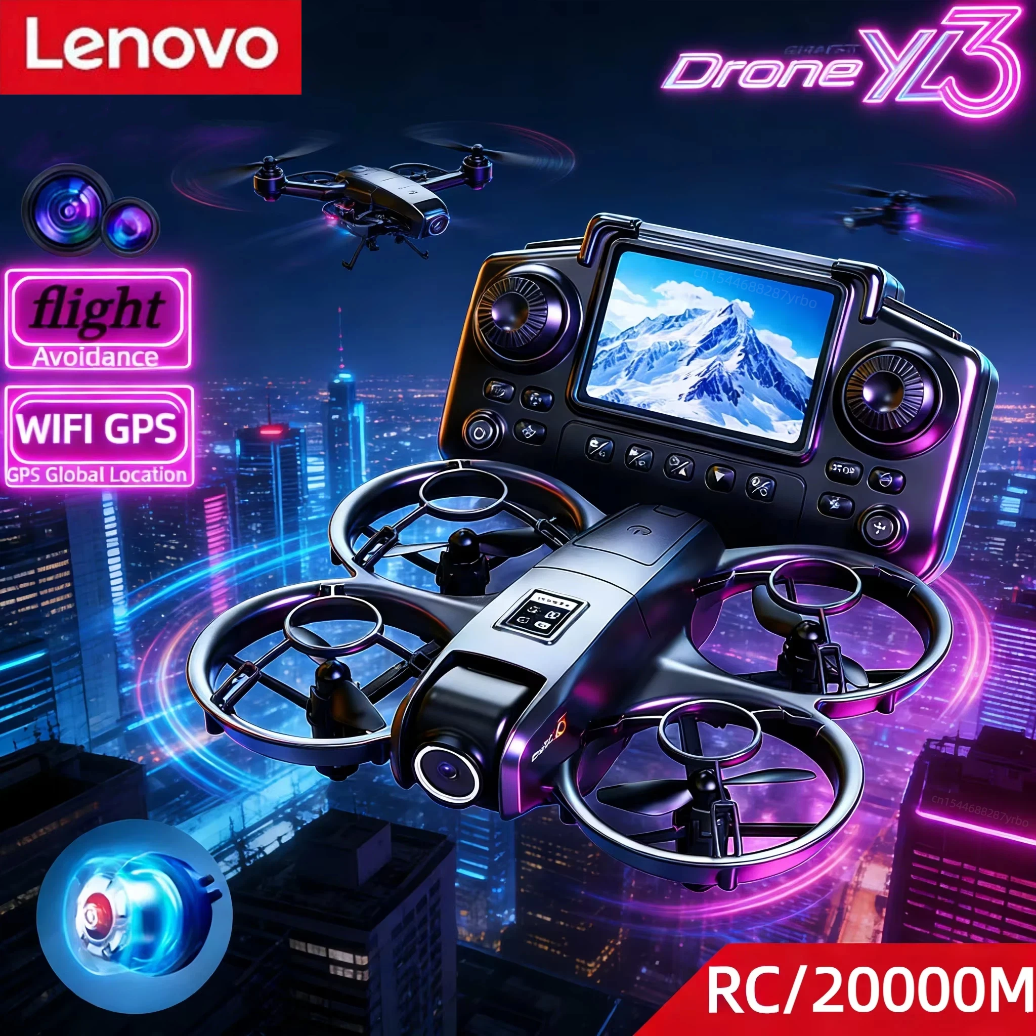 Dron Lenovo YL3 Profesional 8K con Cámara Dual, Batería de Larga Duración, GPS, WIFI, Motores sin Escobillas, Evitación de Obstáculos, Quadcopter Plegable