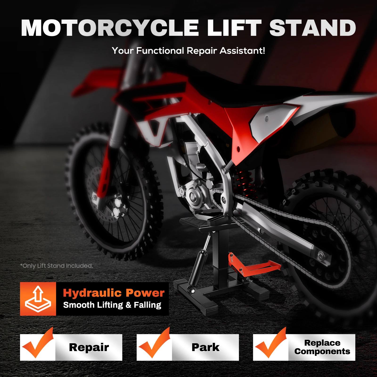 Motorcycle Lift Jack Stand Hydraulic Offroad Dirt Bike LIFT STAND for Dirt Motocross Motorcycle Enduro MX Trials Iron New