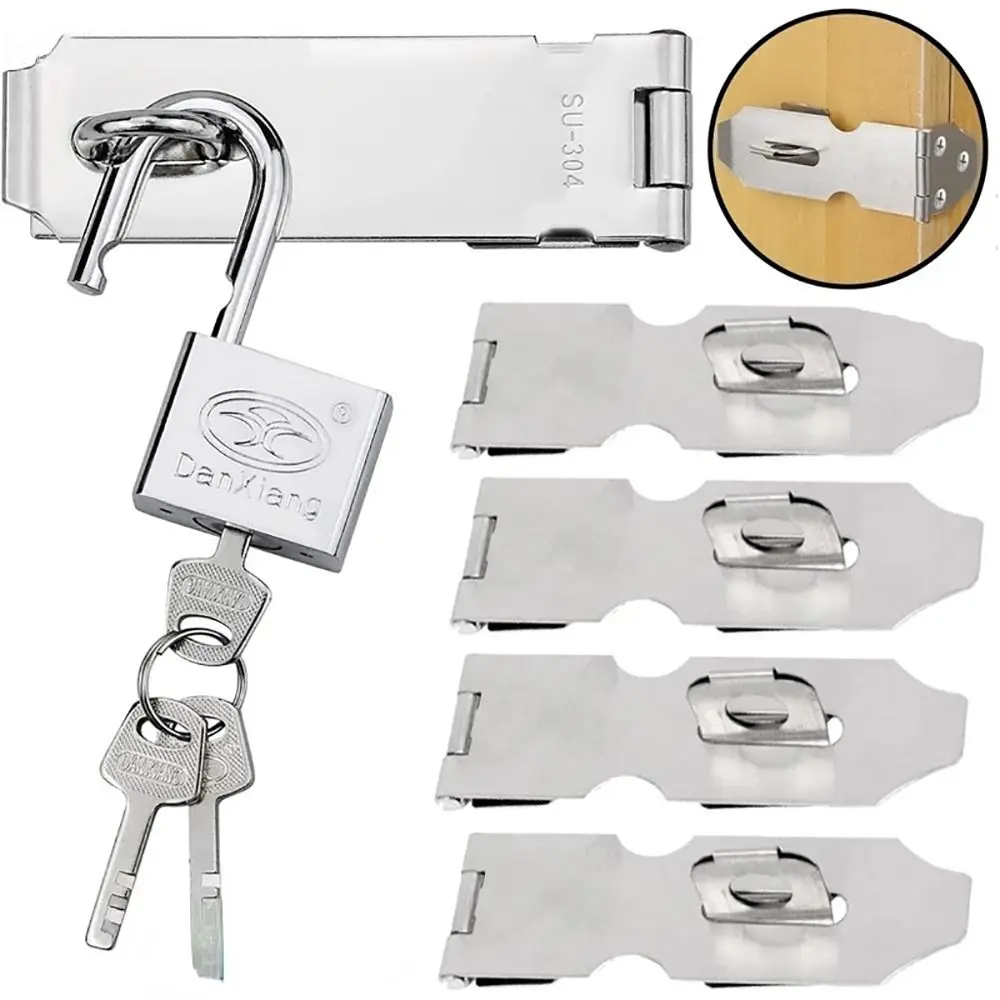 1Pcs New Padlock Clasp Door Lock Hasp Staple Anti Theft Window Staple Buckle Hardware Stainless Steel Shed Latch