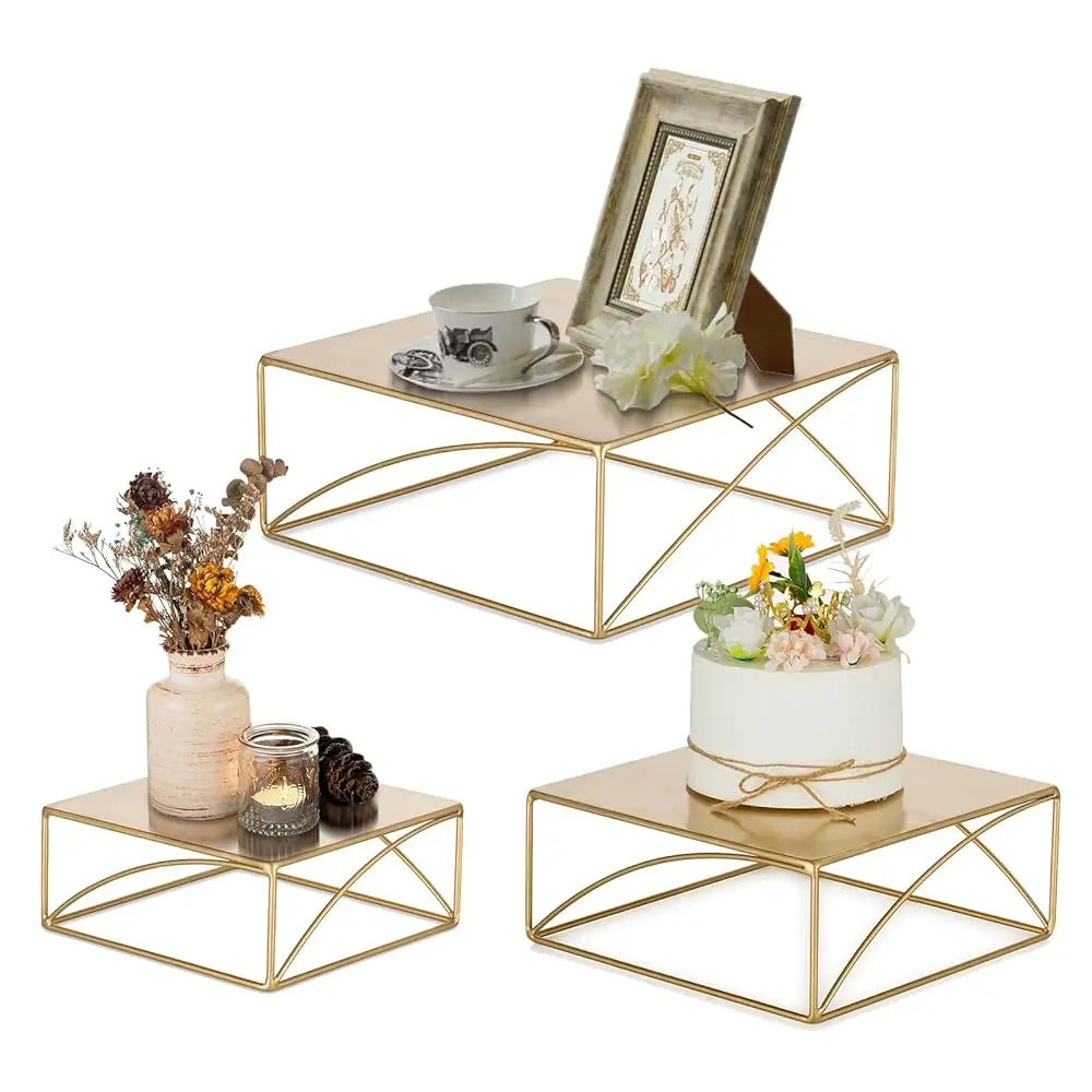 

Cake Stand Dessert Display: Gold Cupcake Stands Set Of 3 Metal Food Risers For Buffet Table Pedestal Serving Tray For Wedding