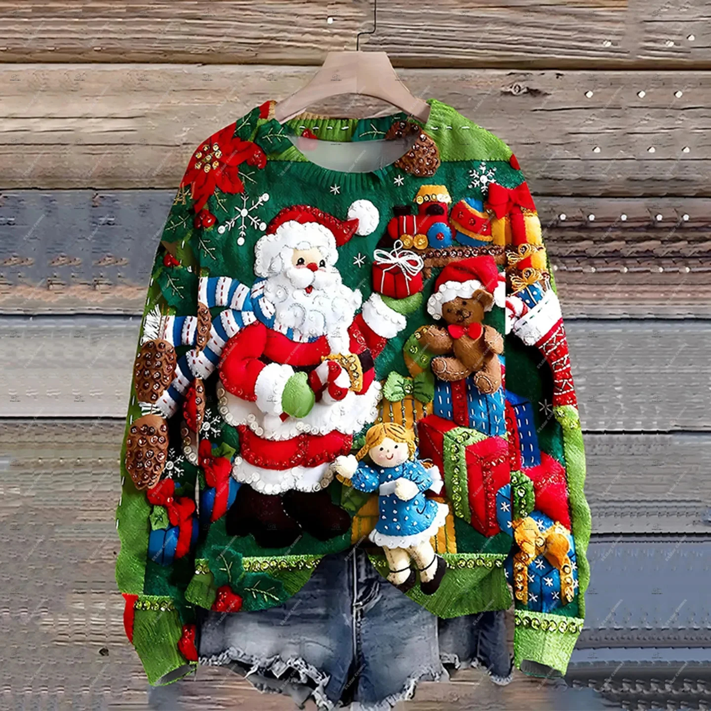Christmas Santa Claus Cospaly Pet Animal Vintage Ugly Sweater Streetwear 3DPrint Harajuku Casual Pullover Winter Sweatshirts Q1