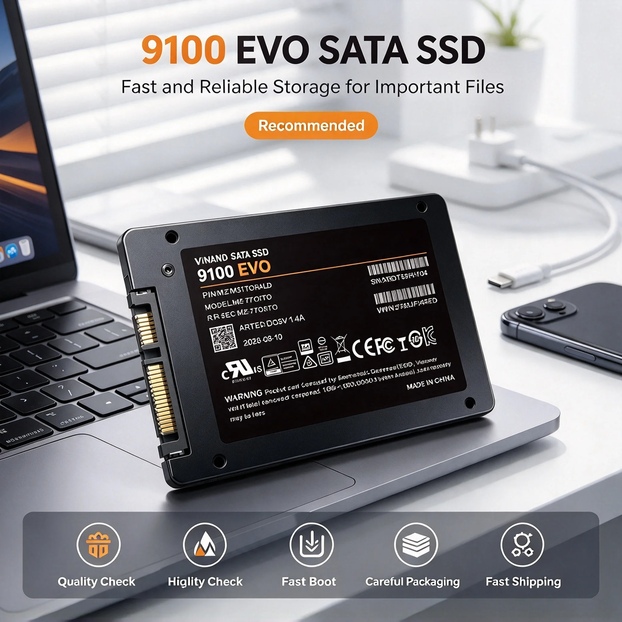 9100 EVO SSD 500GB 1TB 2TB 4TB SATA III 2.5 Inch MLC Internal Hard Disk Solid State Drive for Desktop Laptop PC Document Media S