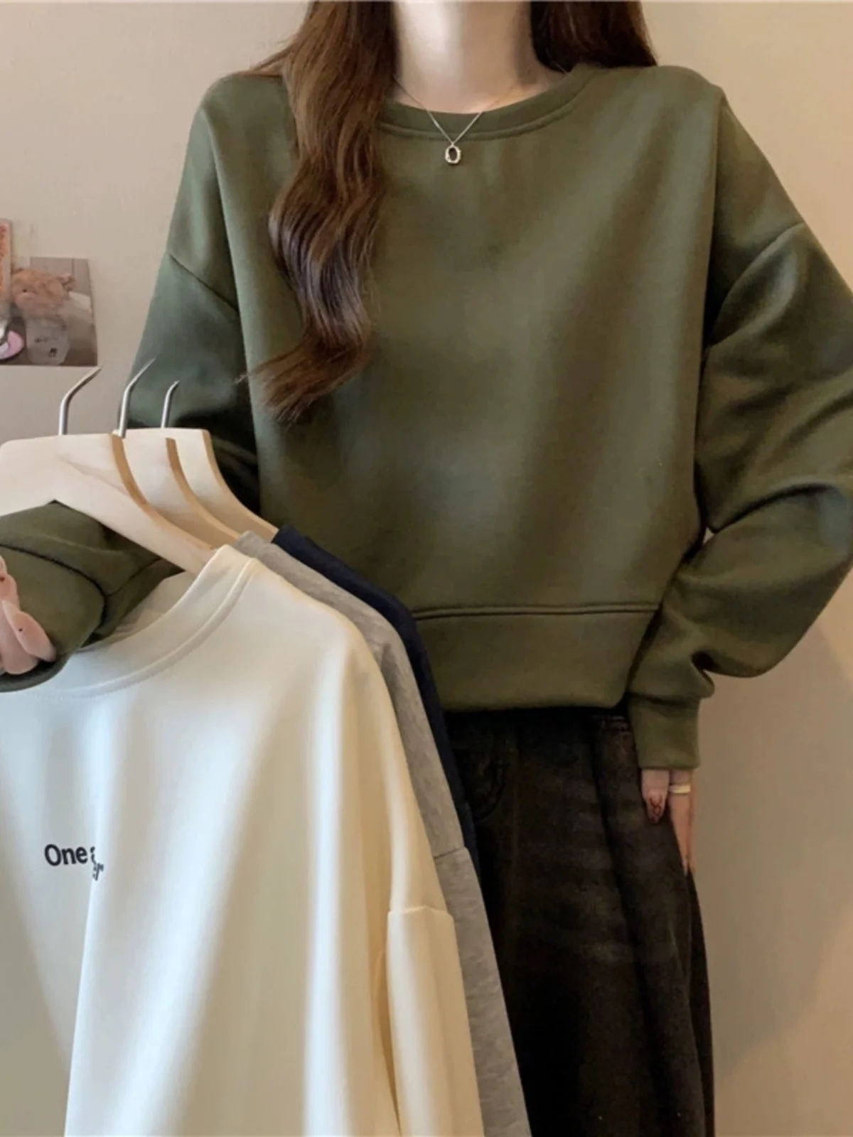 

Женская тонкая толстовка-пуловер с круглым вырезом, весенне-осенняя, свободного кроя, приталенная, с капюшоном, верхняя одежда, модная корейская модель с длинными рукавами