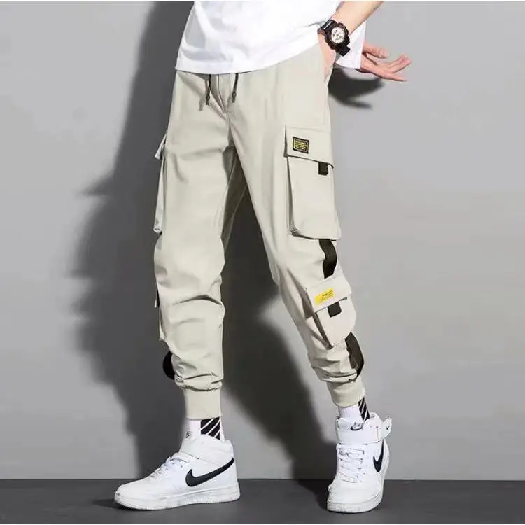 

Men's Summer Thin Work Pants Loose Sports Casual Trousers JIFANPAUL Brand mid Waist Long Pants Small Foot Sle Slightly Elastic