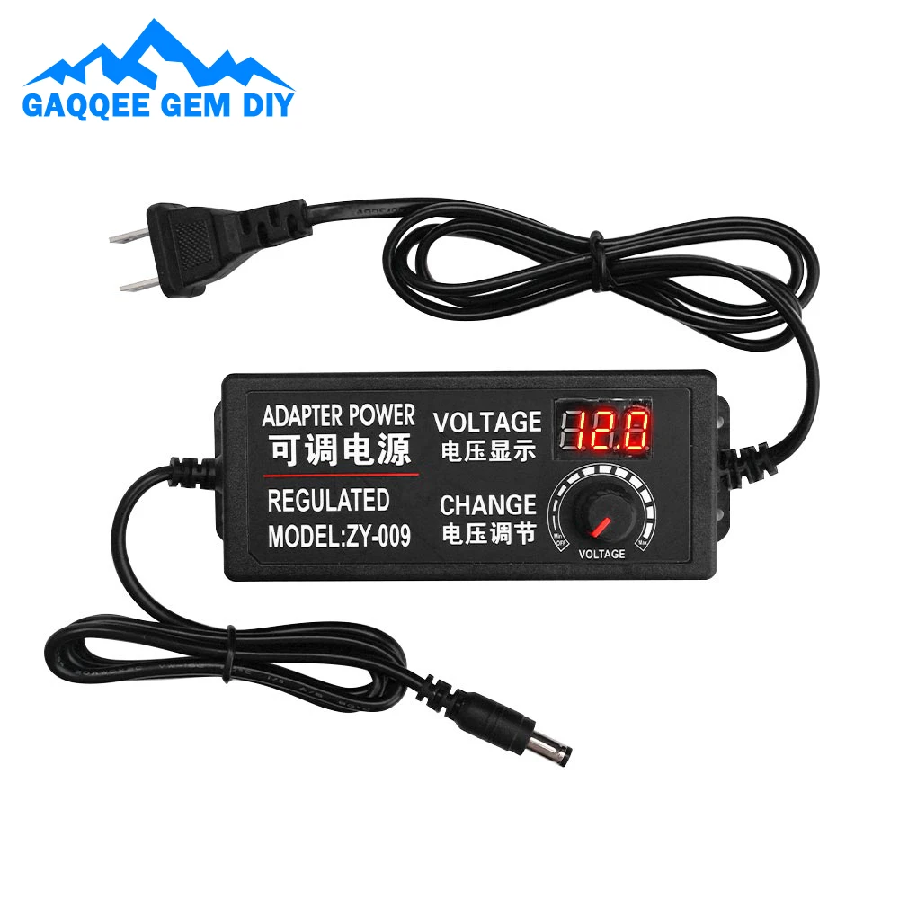 Display Screen Adjustable Voltage Power Adapter AC 100-240V to DC 3-24V 2-5A Overcharge Overcurrent Overvoltage Protection