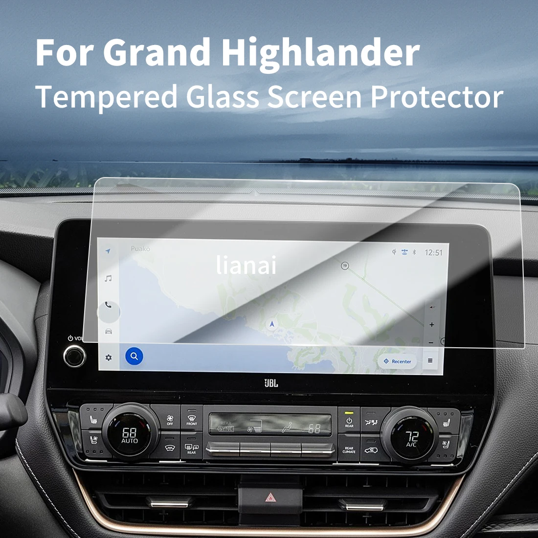

Защитная пленка для экрана Carplay, защитная пленка из закаленного стекла, навигатор, автомобильные наклейки, аксессуары для Toyota Grand Highlander 24