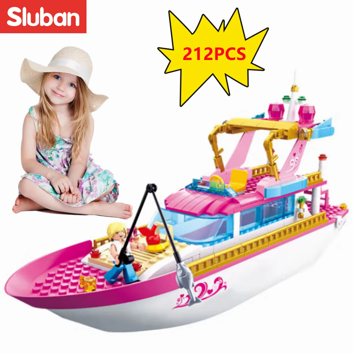 Sluban Building Block Toys Girls Dream Holiday Yacht 212PCS Bricks B0722 Friends Excursion Ship Fit With Leading Brands