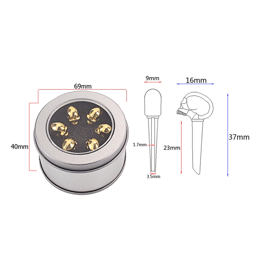 

6pcs Skull Head Bridge Pins for Acoustic Guitar Mandolin Replacement Bone String Pegs Accessories Zinc Alloy Finish
