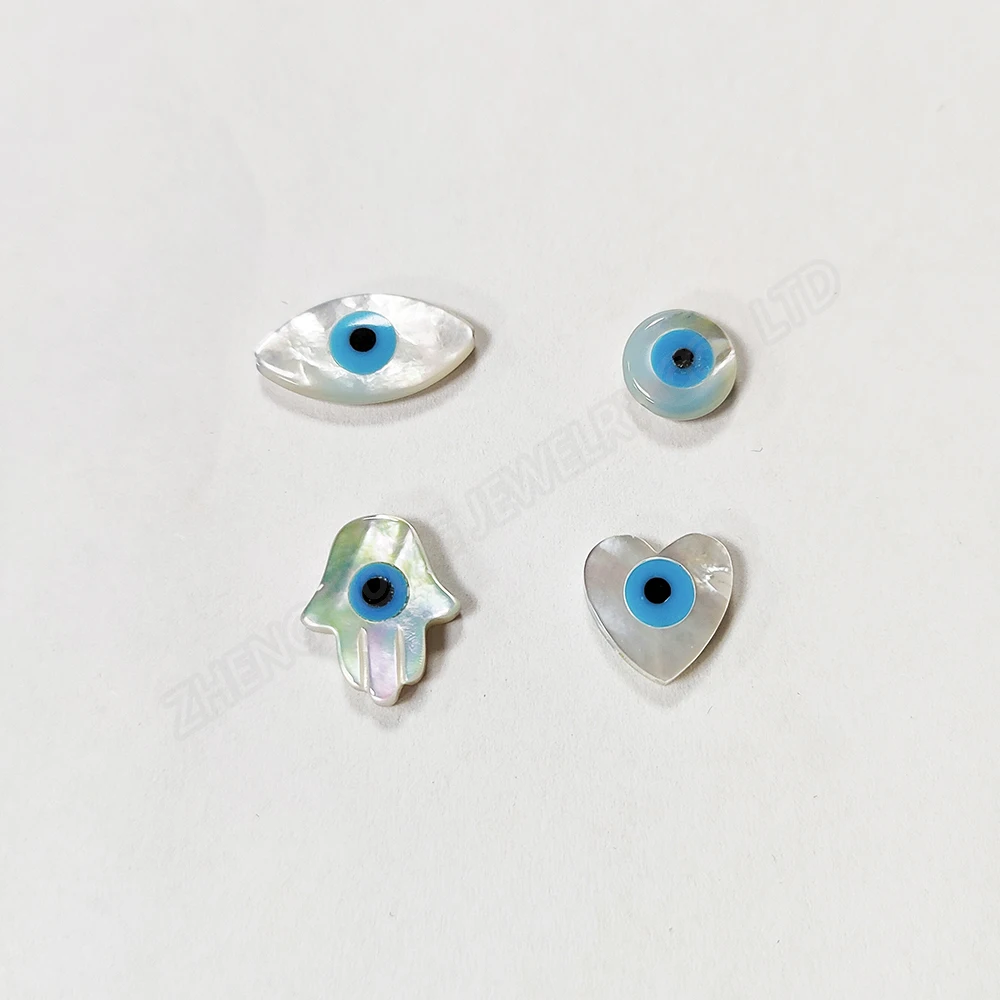 Cuentas de mal de ojo blanco para pulsera, cuentas redondas de nácar, fabricación de joyas, 10mm