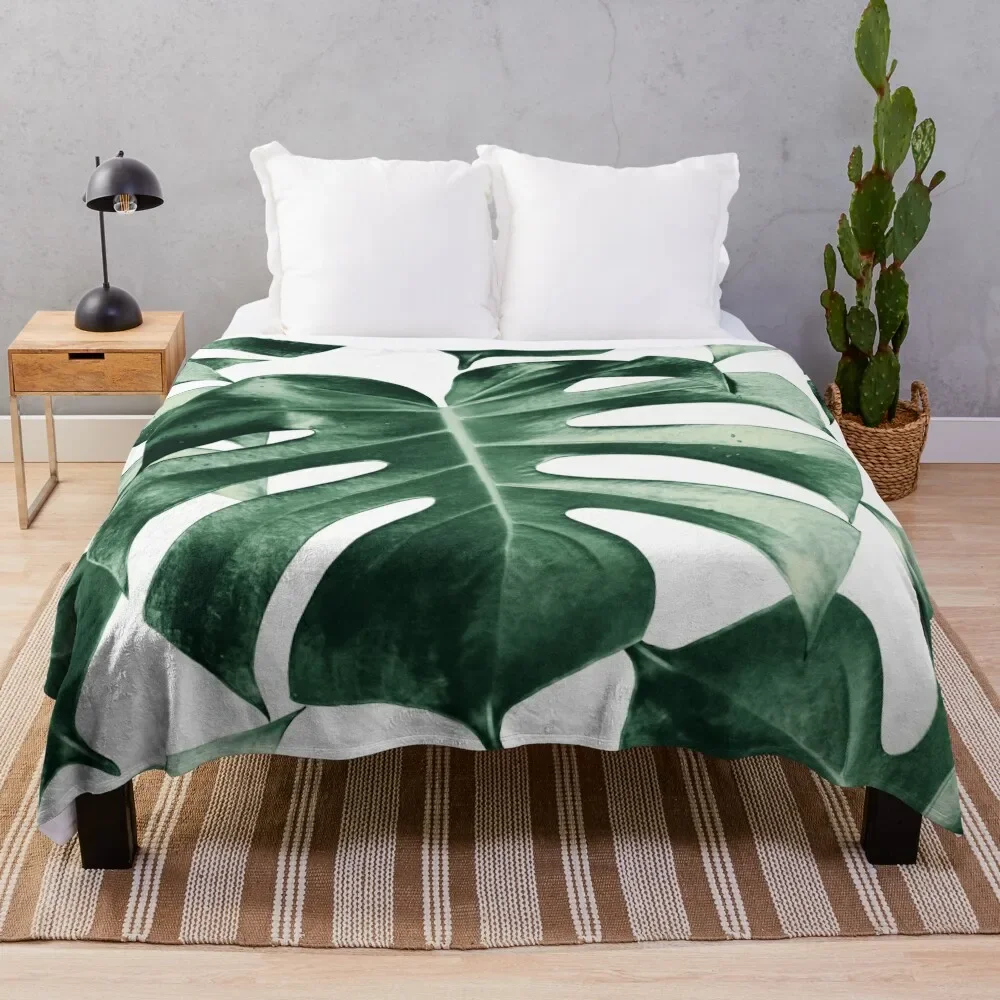 Tropical Monstera Leaves Dream #2 #tropical #decor #art Throw Blanket Blankets For Sofas Beach Blankets