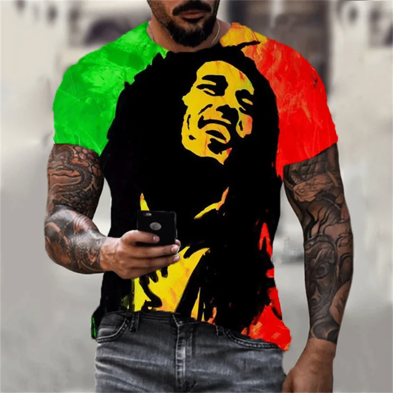 

Bob Marley T Shirt Reggae Rapper 3D Print T-shirt Men Women Summer Fashion Casual Tshirt Hip Hop Streetwear Oversized Tops Tees