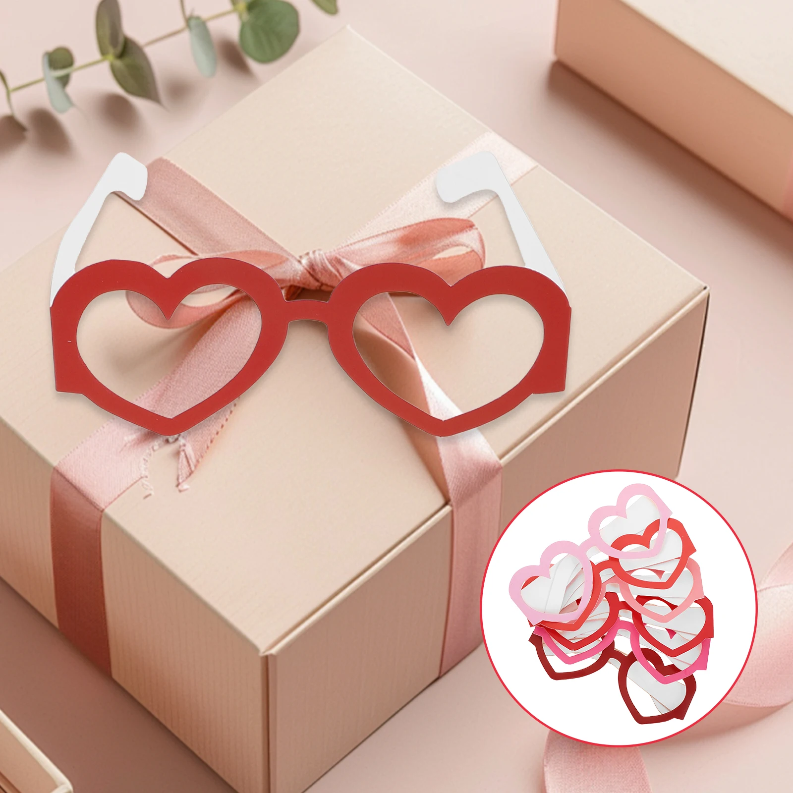 

6 pcs Heart Shaped Valentines Day Paper Glasses Party Decorations Fun Eyewear Photo Booth Props Bachelorette Cosplay Accessories