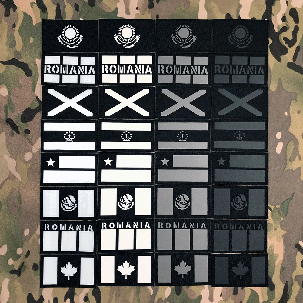 Czarne laserowe odbicie IR IFF, świecąca łatka z flagą, Meksyk, Teksas, Rumunia, Kanada, szkocja, Rosja, Tajikistan