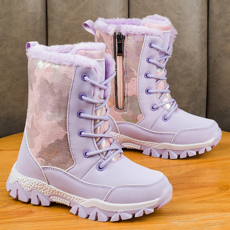 

2025 Hot Selling Winter High Top Childrens Sports Shoes Anti Slip Warm Outdoor Running Shoes Fashiona Snow Play Leisure Shoes