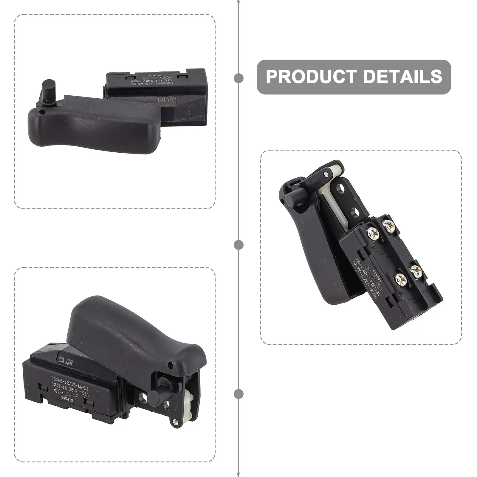 

Chop Saw Switch Replacement Circuit Breaker Finder Black Chop Saw Power Switch 1.73*1.06 In Size Easy To Install