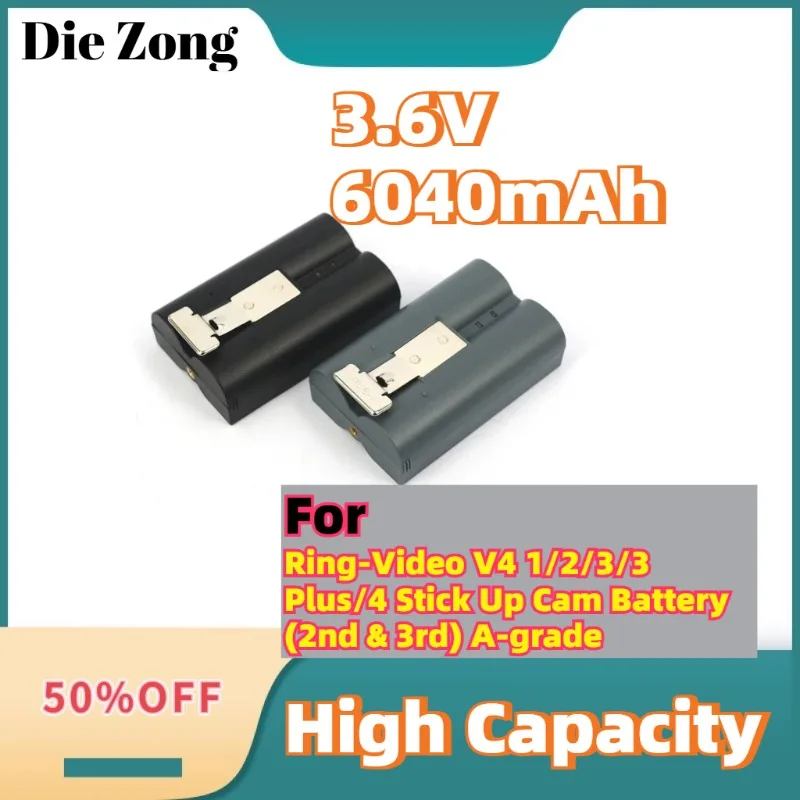 For Ring-Video V4 1/2/3/3 Plus/4 Stick Up Cam Battery (2nd & 3rd) A-grade Battery Cell Upgrade 3.6V 6040mAh Rechargeable Battery