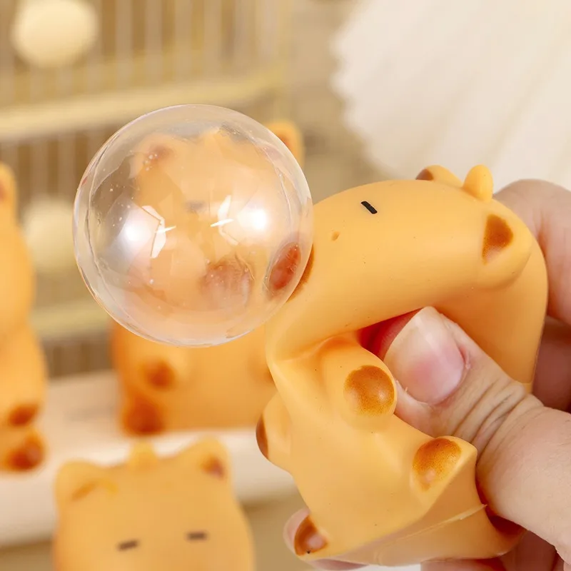 Simpatico capibara, maialino, pollo pizzico giocattolo sputo bolla divertente relax palla sensoriale agitarsi giocattoli piccola palla da spremere giocattoli per bambini regalo