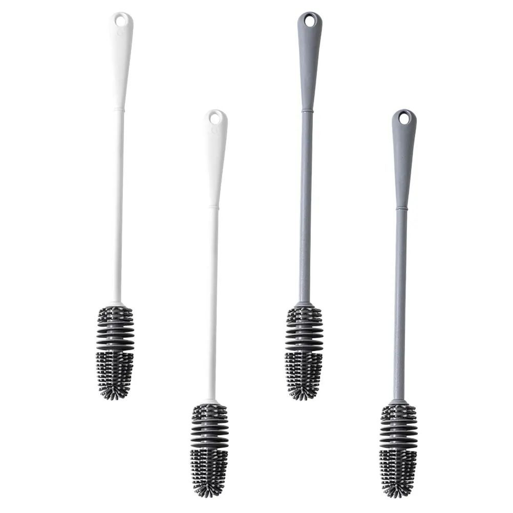 

4 Pcs Silicone Bottle Brushes for Cups Pacifiers Glass Cleaner Multipurpose Baby Supplies Long H Wall Mountable Dishes Flasks