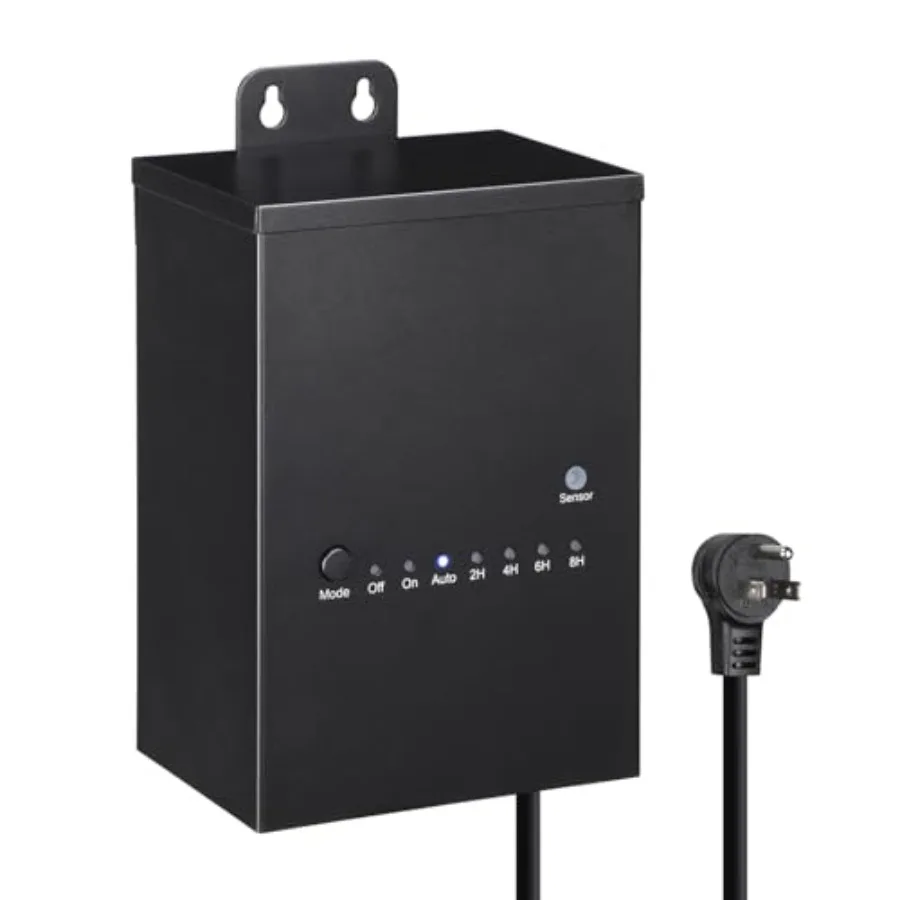 

100W Outdoor Low Voltage Landscape Transformer 120V AC to 12V DC Transformer with Countdown Timer and Photocell Light Sensor ET