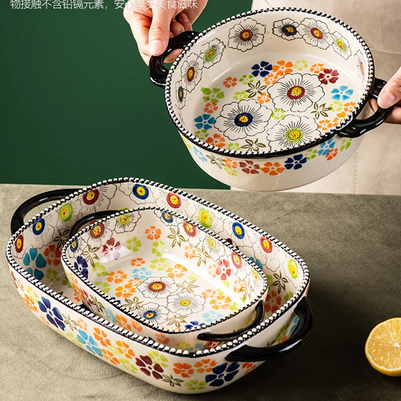 The Wizard of Oz Embossed Ceramic Baking Dish Household Salad Pizza Bowl Bake Pan Plate Set Binaural Noodle Bowl