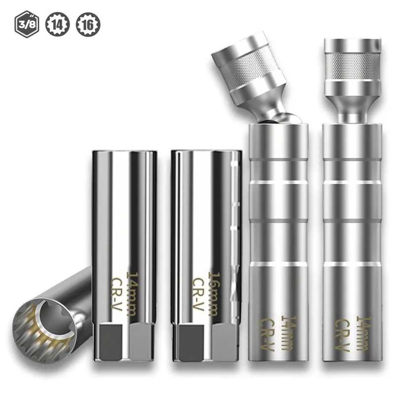 12 corner maintenance disassembly key 3/8 maintenance tool 14/16mm 360 ° spark plug socket magnetic wrench