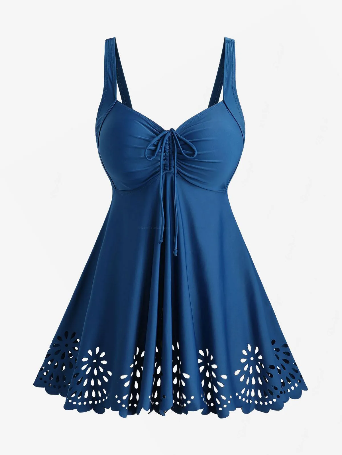 

Rosegal Women’s Plus Size Hollow Out Flowers Cinched Panel Adjustable Shoulder Strap Tankini Swimsuit