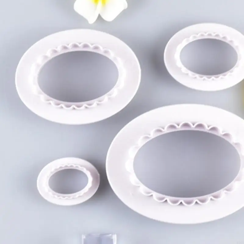

4pcs/set Oval Cookies Cutter Pastry Tool Plastic Fondant Cake Mold Decorating