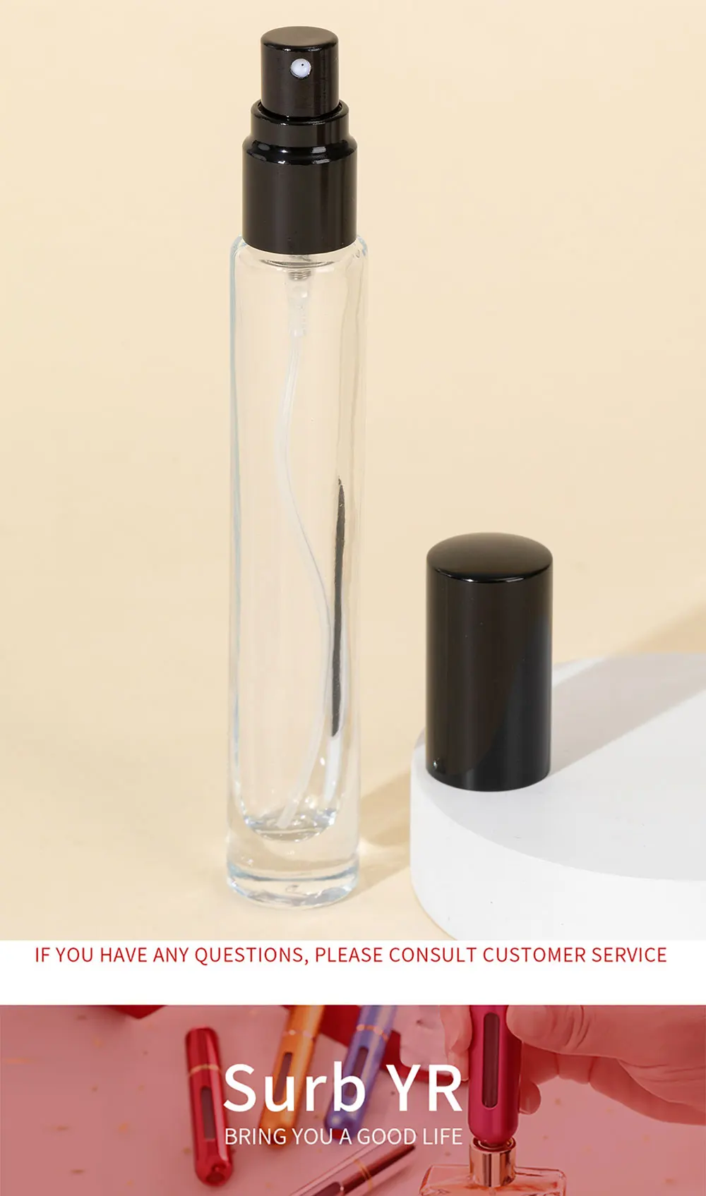 6 Stück/Set Luxuriöse 10ml Glas-Parfümsprühflaschen - Nachfüllbare Transparente Sprühflaschen - Ideal für Reisen und Duftliebhaber – Detail 9
