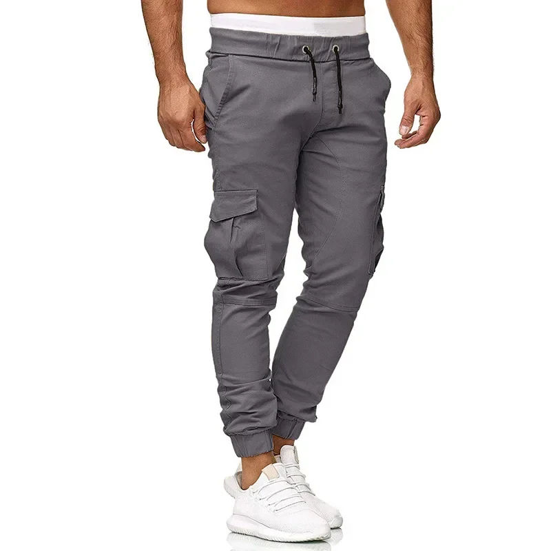

Men Solid Color Pants Slim Fit Outwear Casual Sportswear Men Trousers Pleated Pocket Sweatpants Fashion Pants