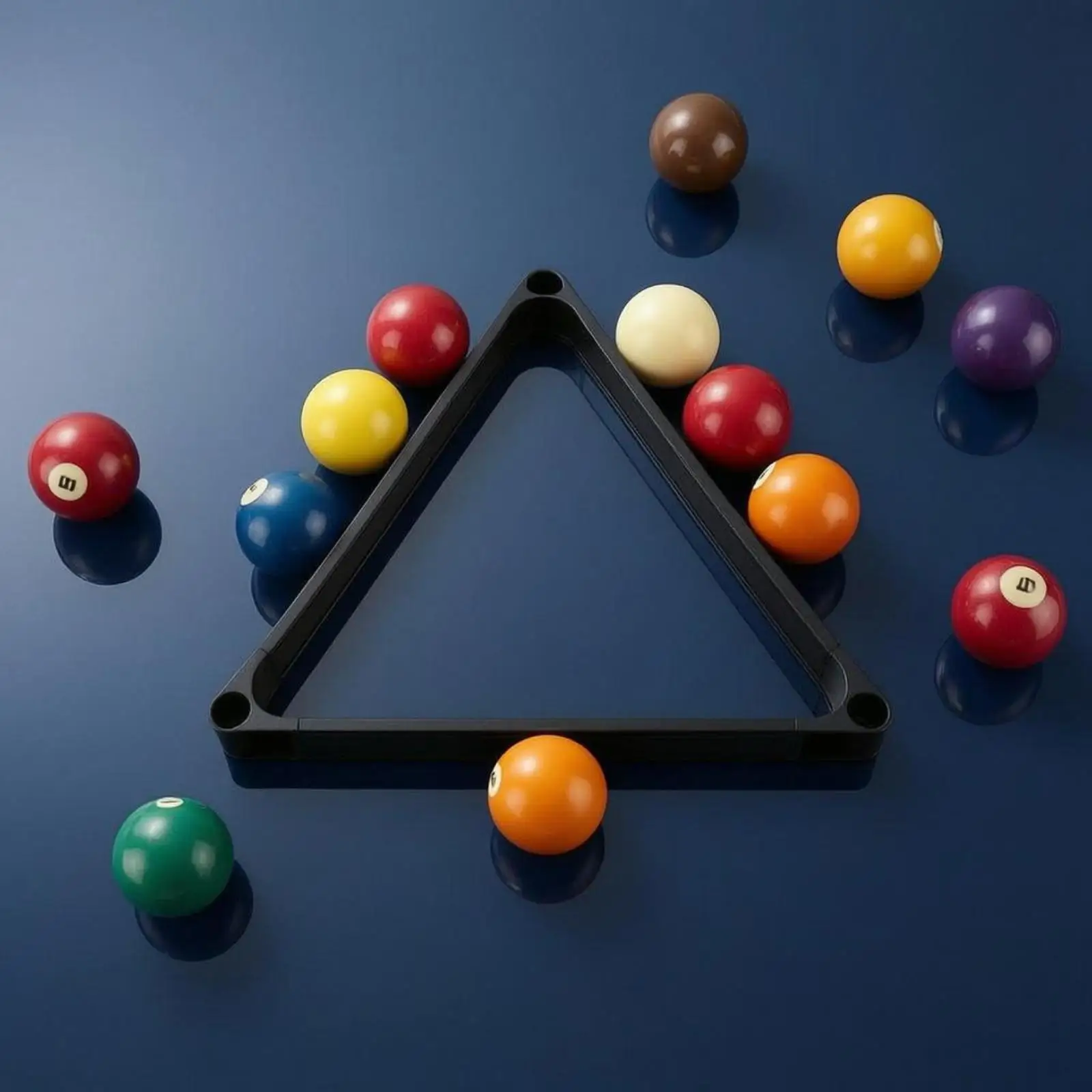 Detachable 57.2 mm aluminum billiard triangle with rounded corners.