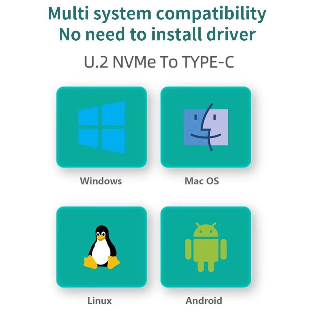 TISHRIC U.2 Nvme To Type-C HDD Enclosure U.2 Hard Drive Base HDD Docking Station Base Independent Power Supply