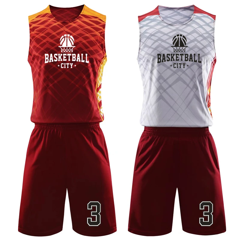 Profissional Double Side Basketball Jersey para Homens e Crianças, Colete Sem Mangas, Curto Uniformes de Poliéster, Personalizar, Alta Qualidade